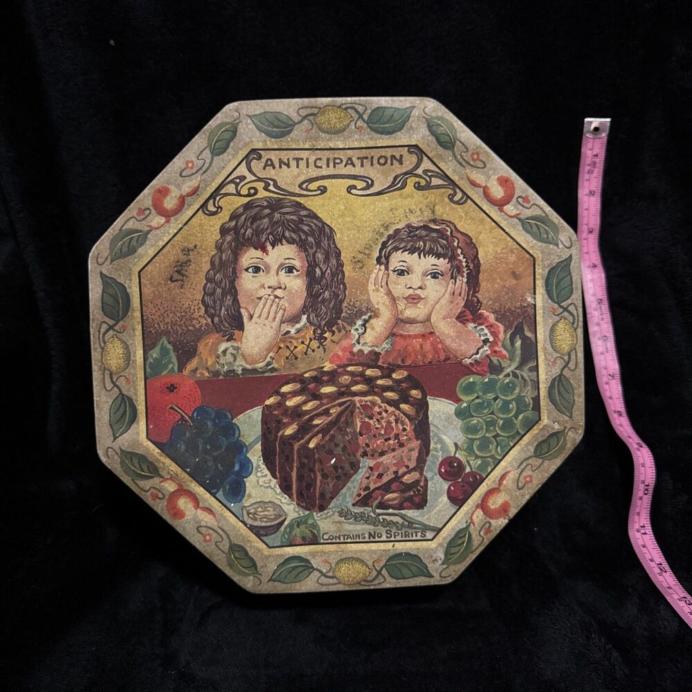 Vintage 70s Mommy’s Rich Fruity Cake Anticipation Contains No Spirits Tin